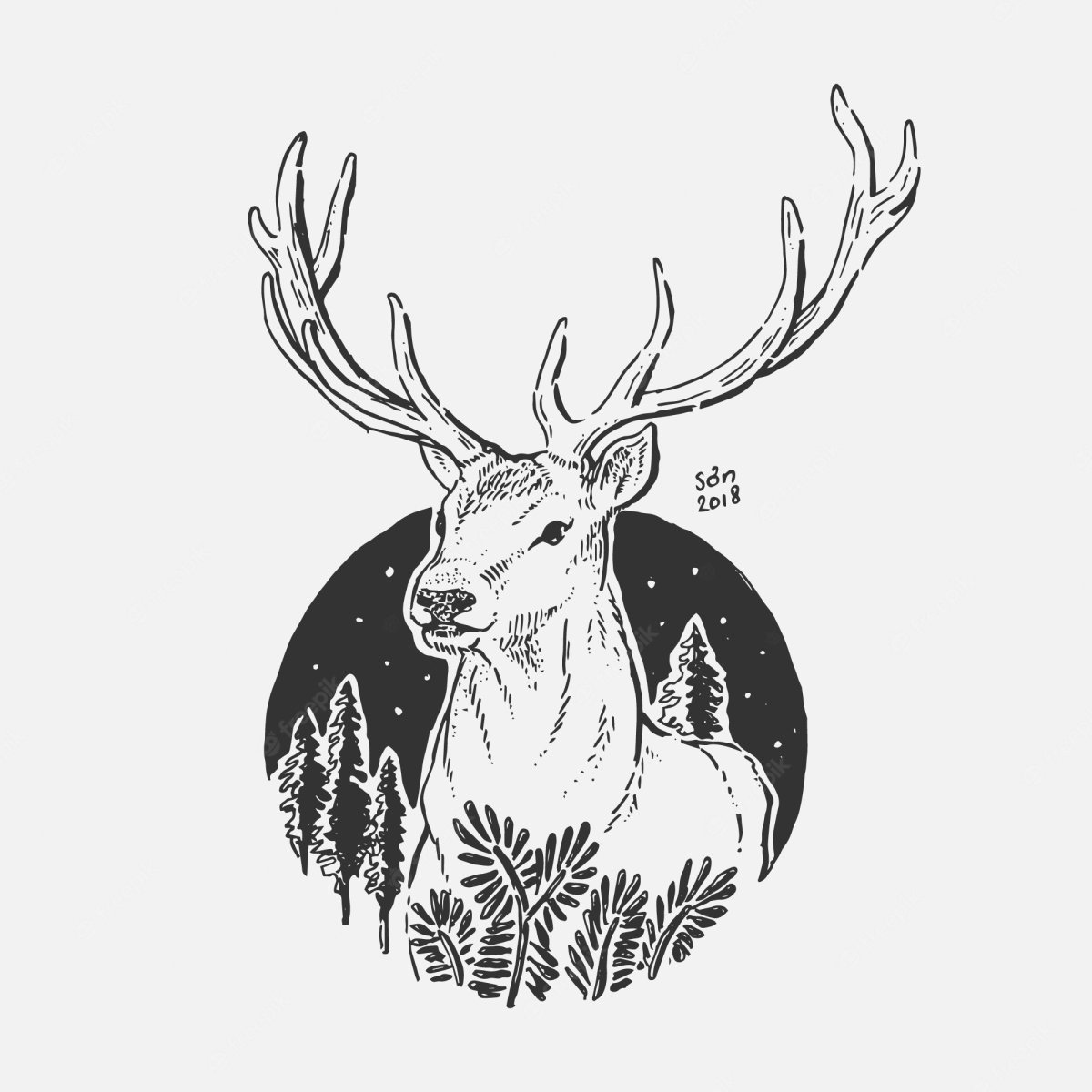 Голова оленя в кругу