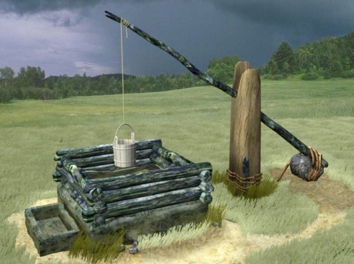 Старинный колодец журавль