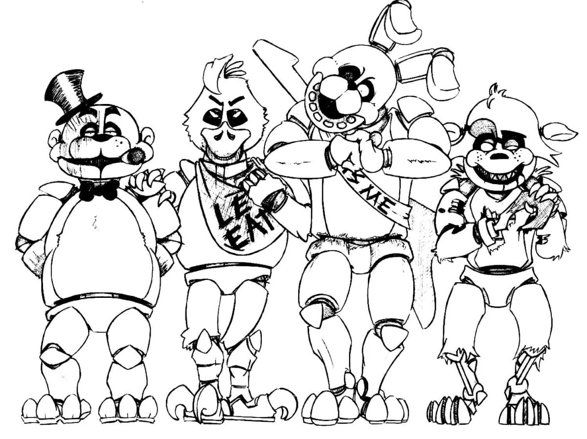 Раскраска АНИМАТРОНИКИ Фредди