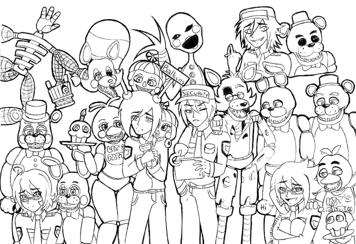 Раскраска АНИМАТРОНИКИ ФНАФ