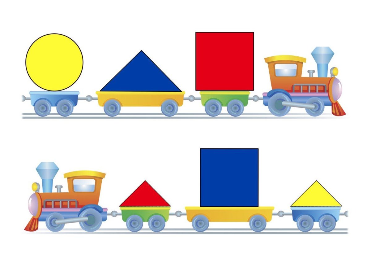 Детский паровозик с вагончиками вектор