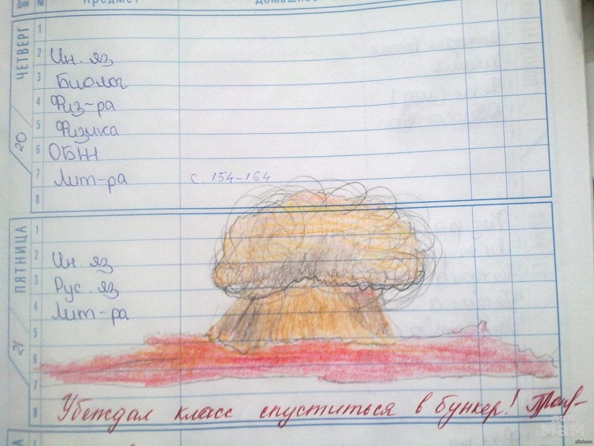 Смешные записи в школьных тетрадях