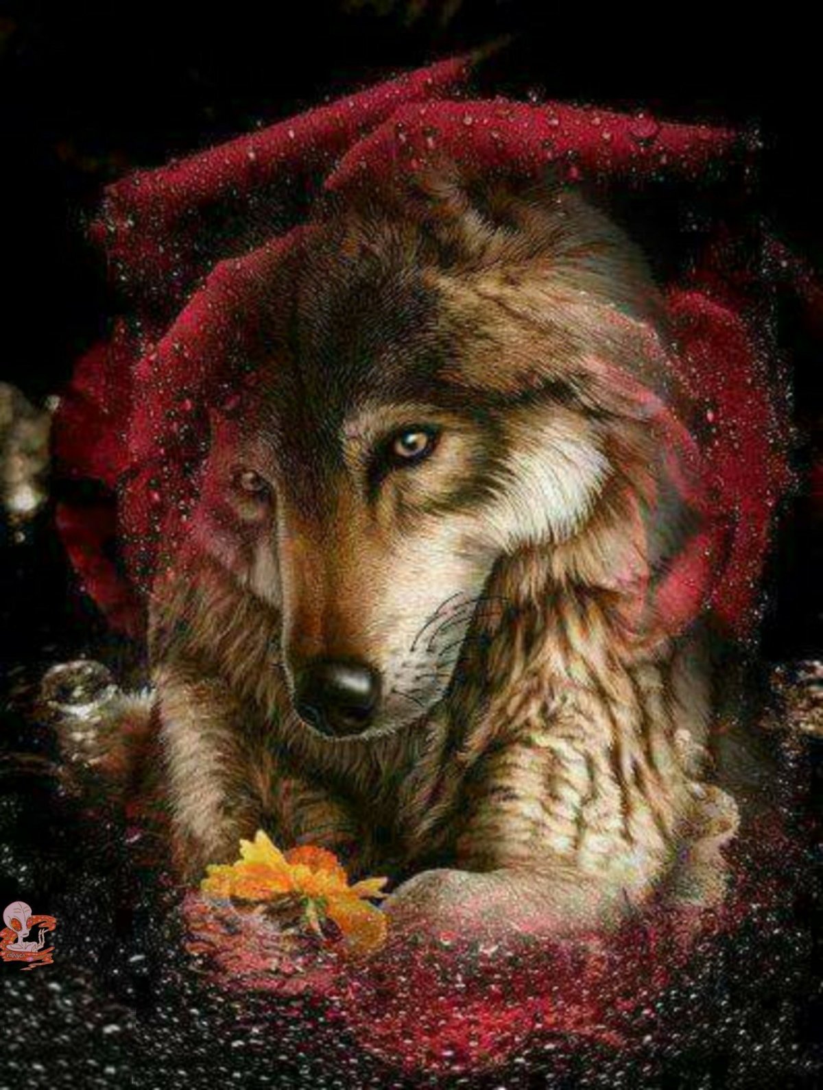 Волк с розой