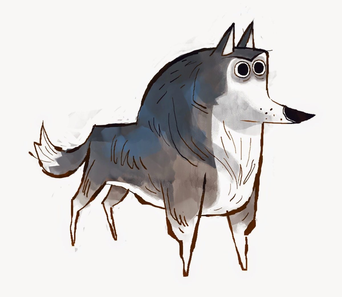 Волк в мультяшном стиле