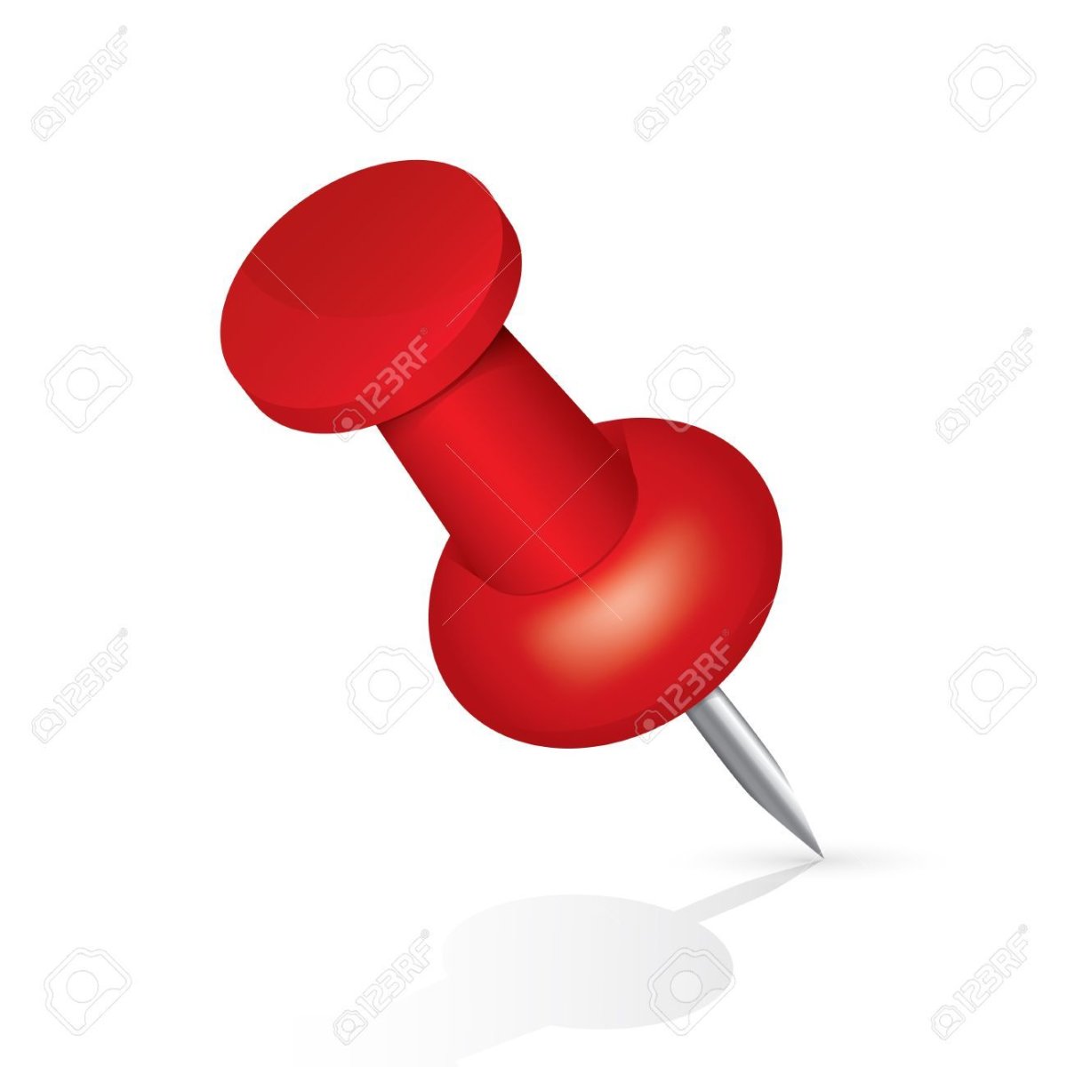 Канцелярская кнопка на белом фоне