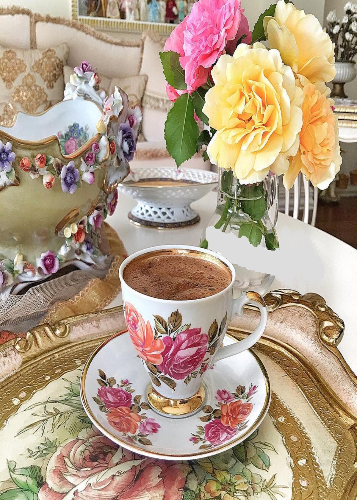 Утренний чай с цветами