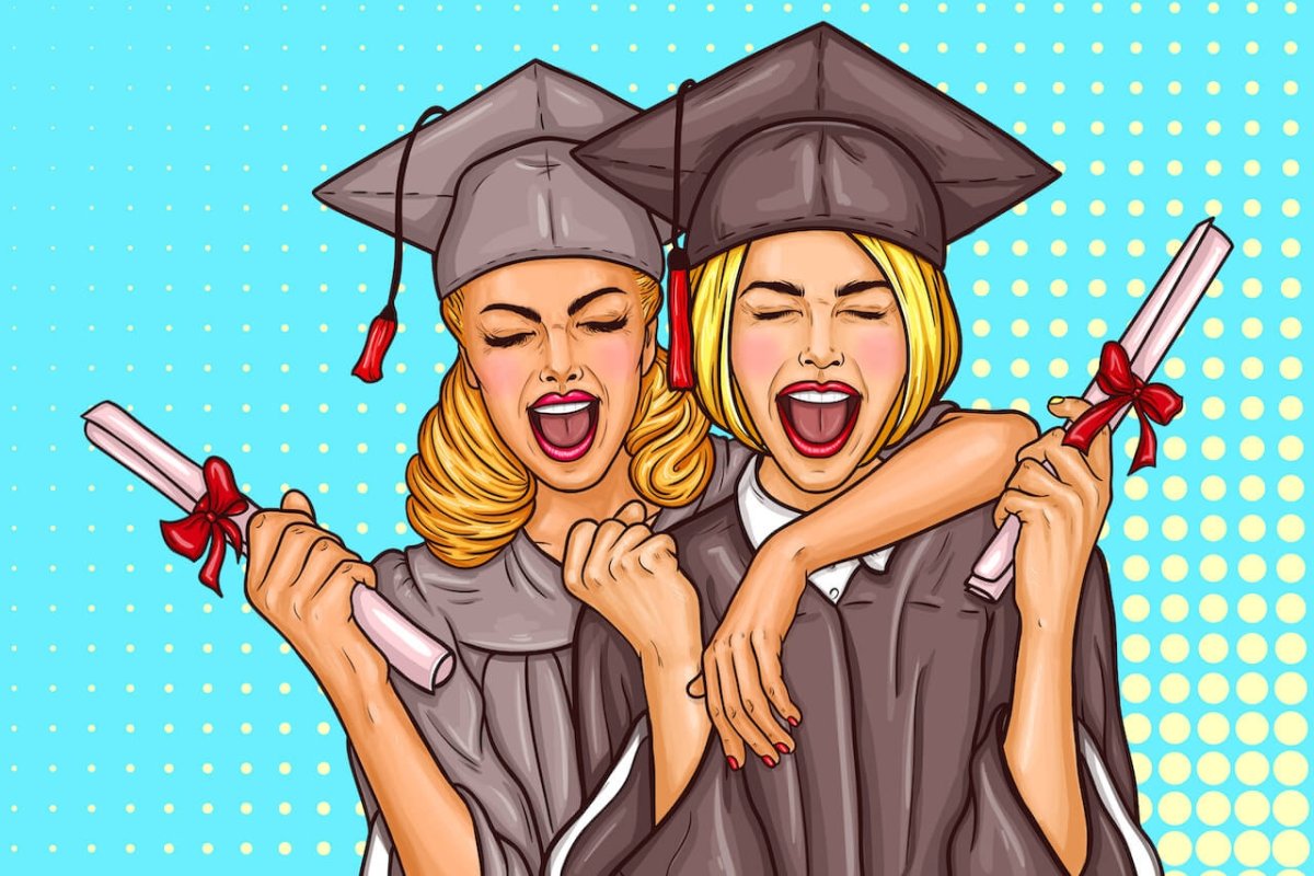 Девушка с дипломом поп арт