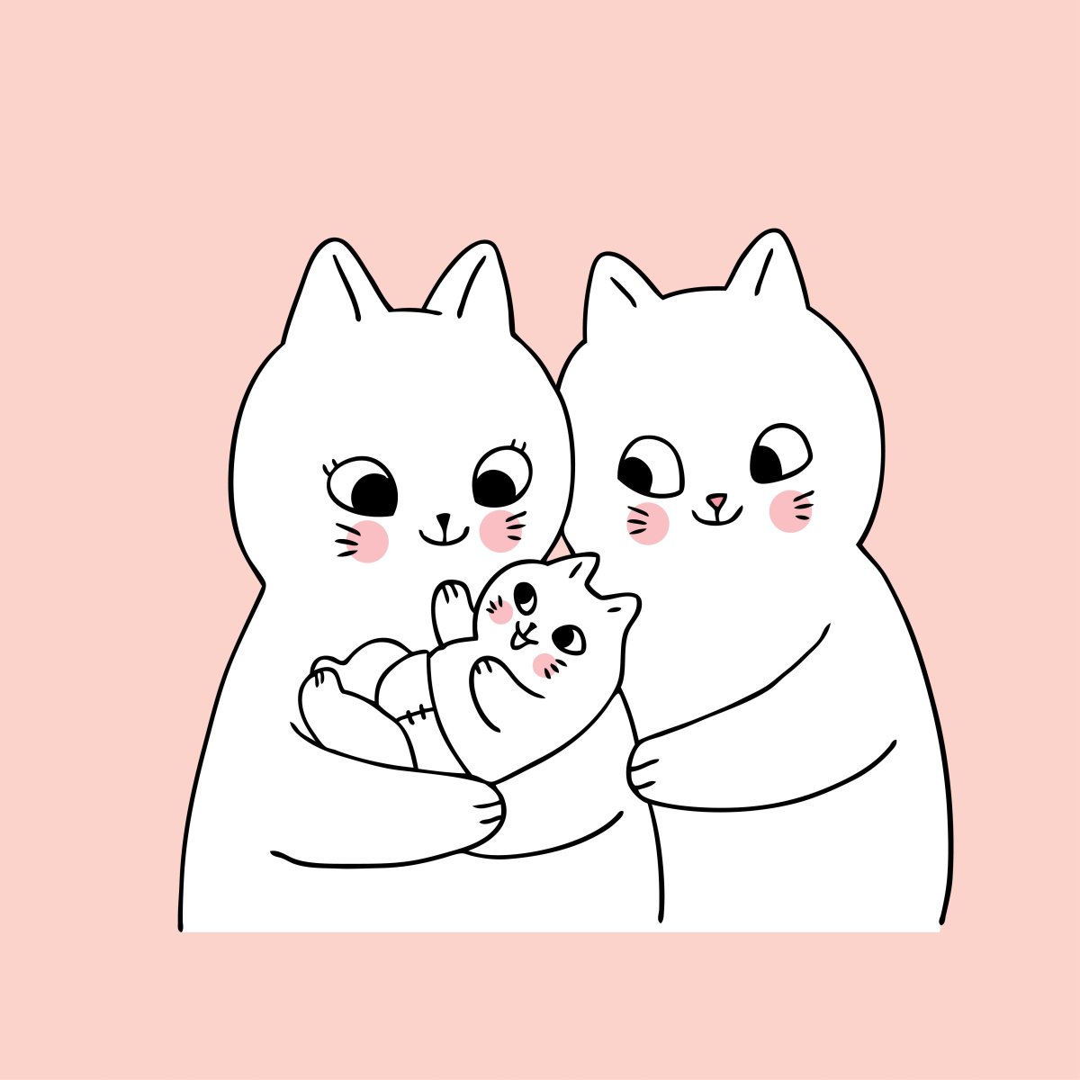 Семья котиков вектор