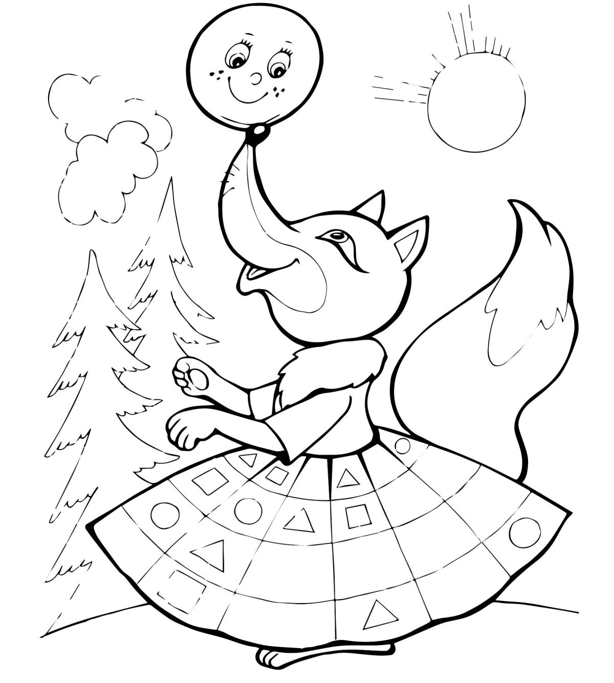 Герои сказки Колобок раскраска