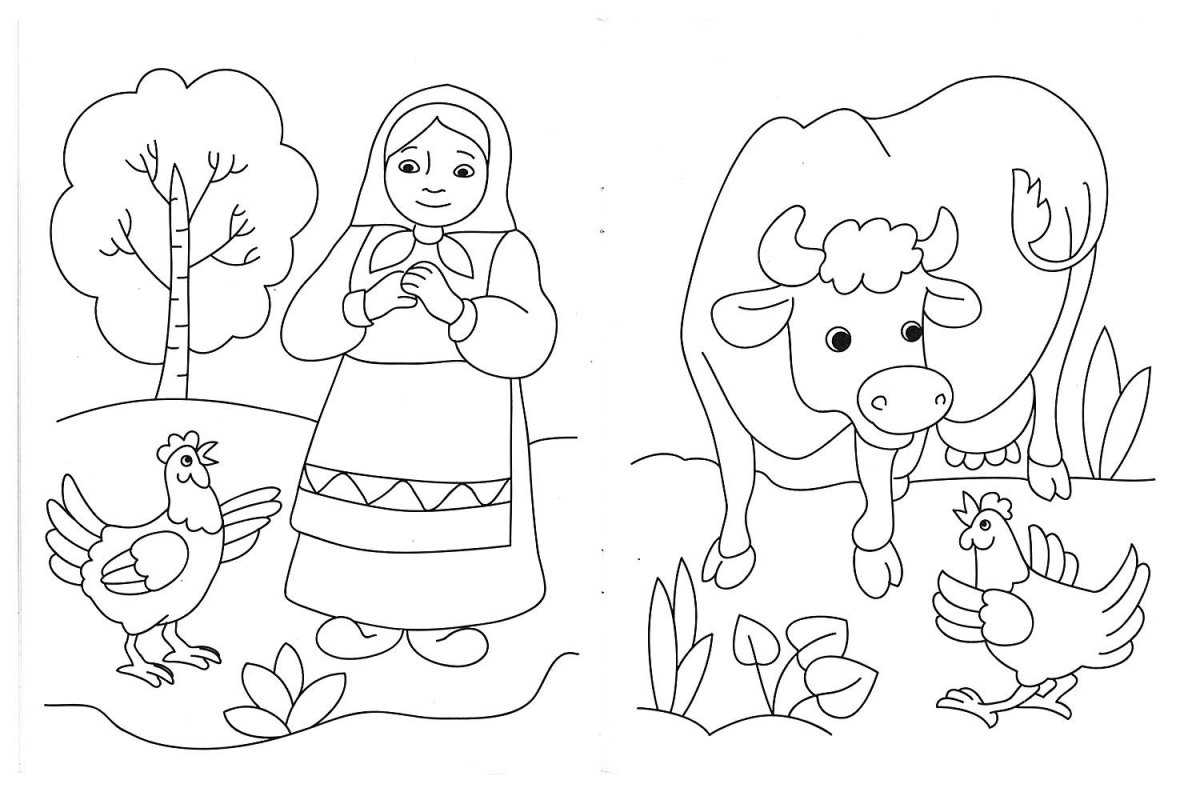 Раскраска по сказке гуси лебеди для детей