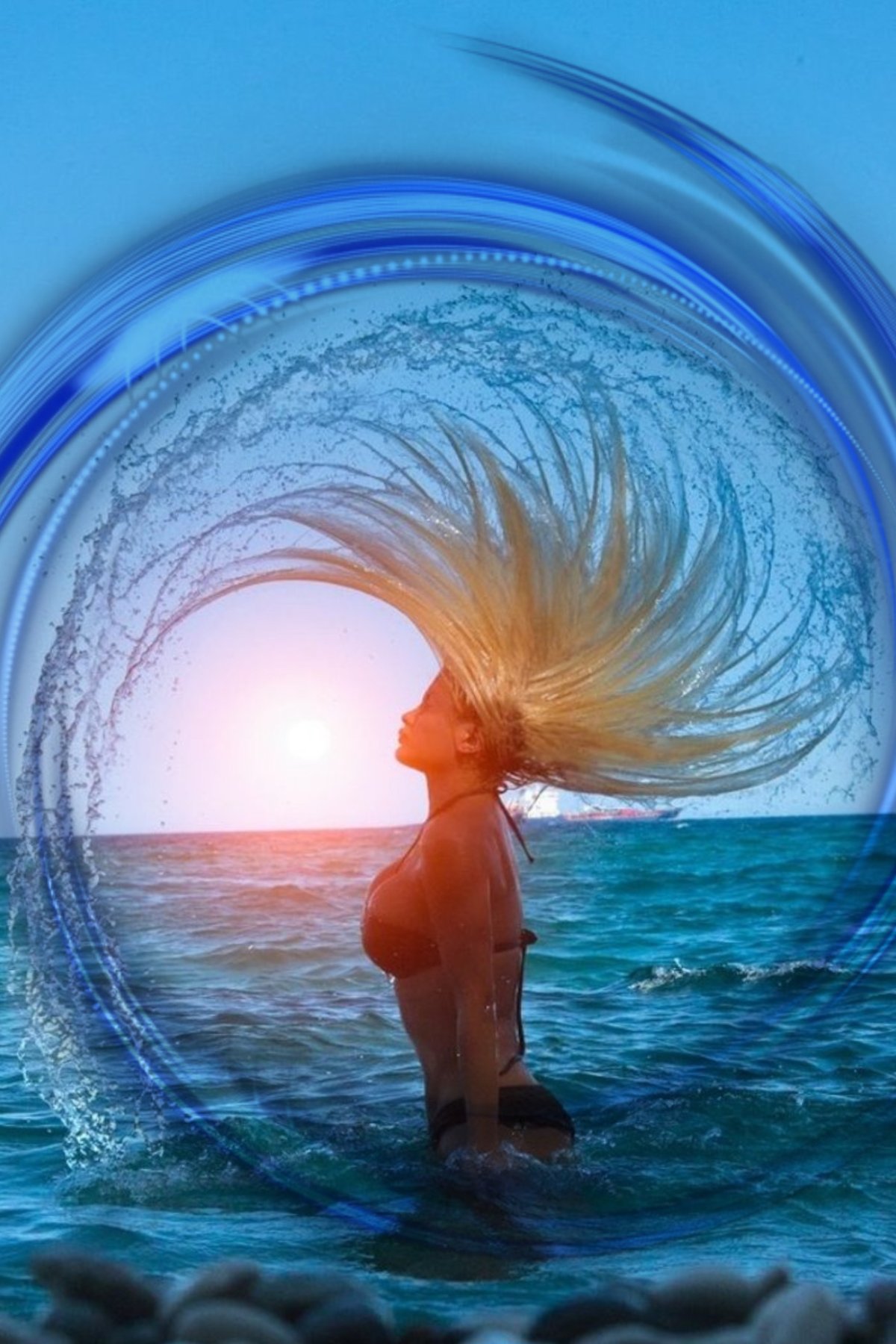 Девушка с радужным зонтом