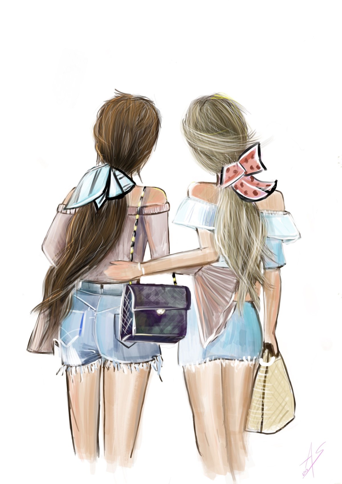 Фотографии нарисованные 2 девочки