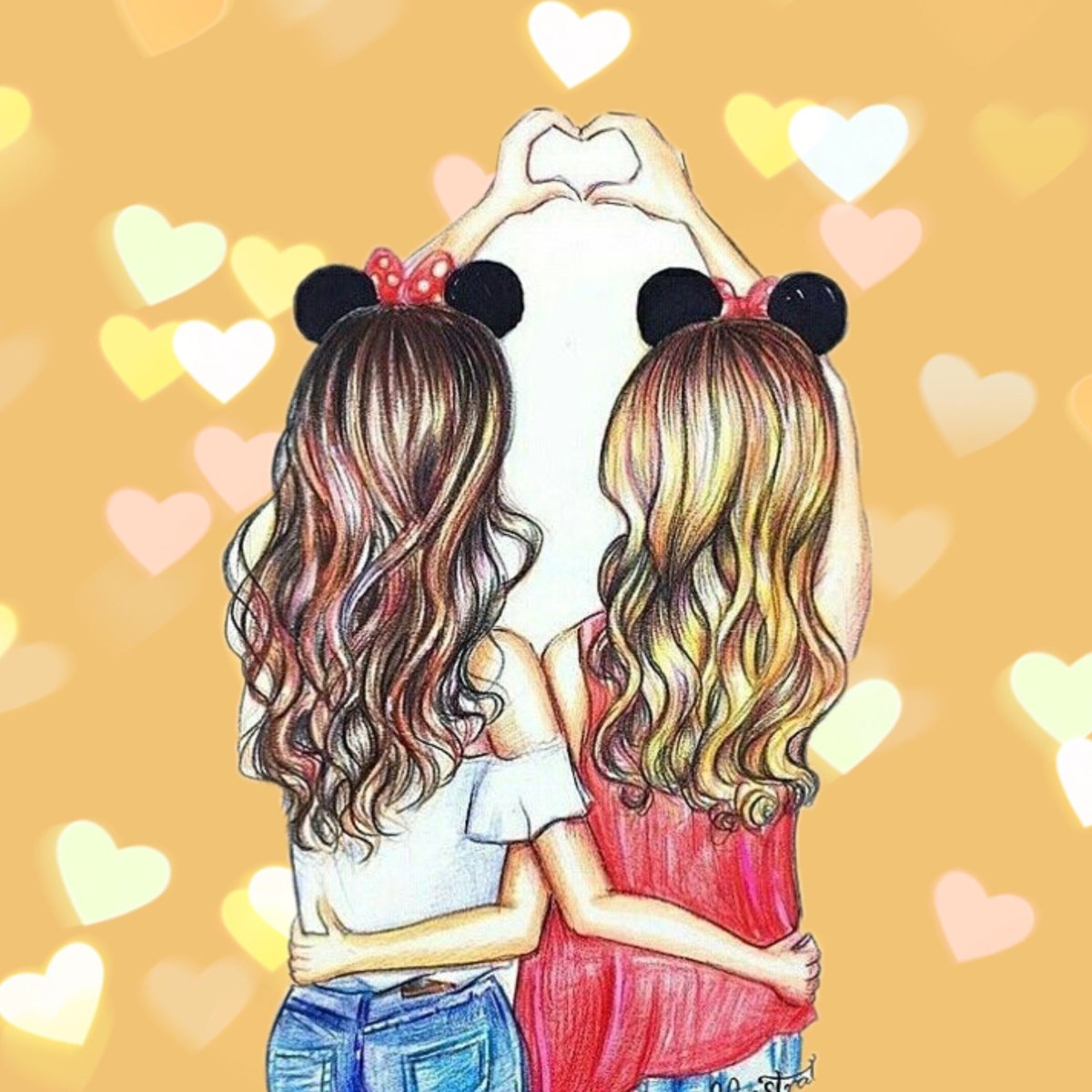 Парные обои с подругой и другом