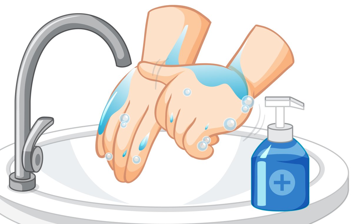 Мытье рук на белом фоне