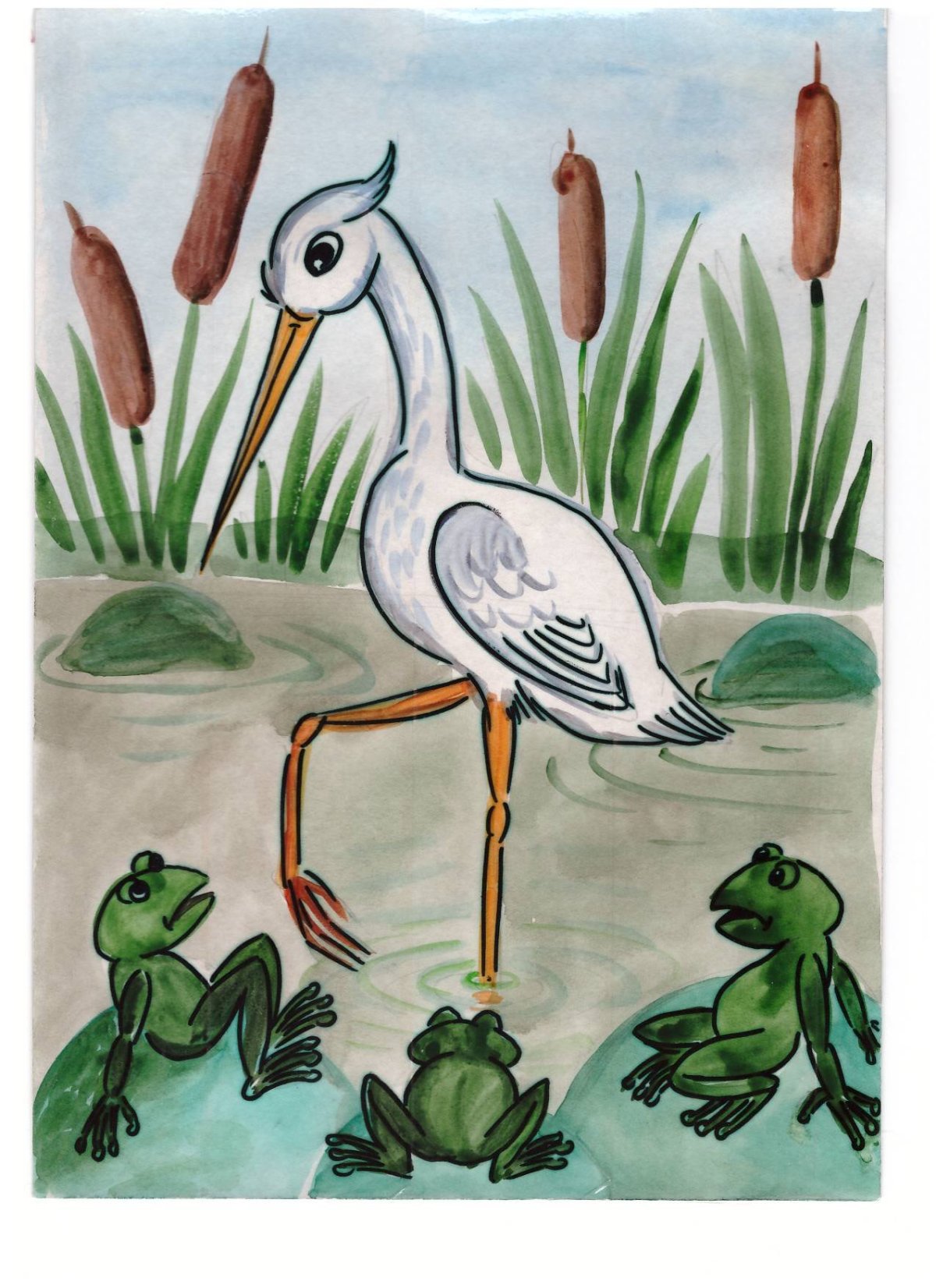 Иллюстрации к народной сказке журавль и цапля