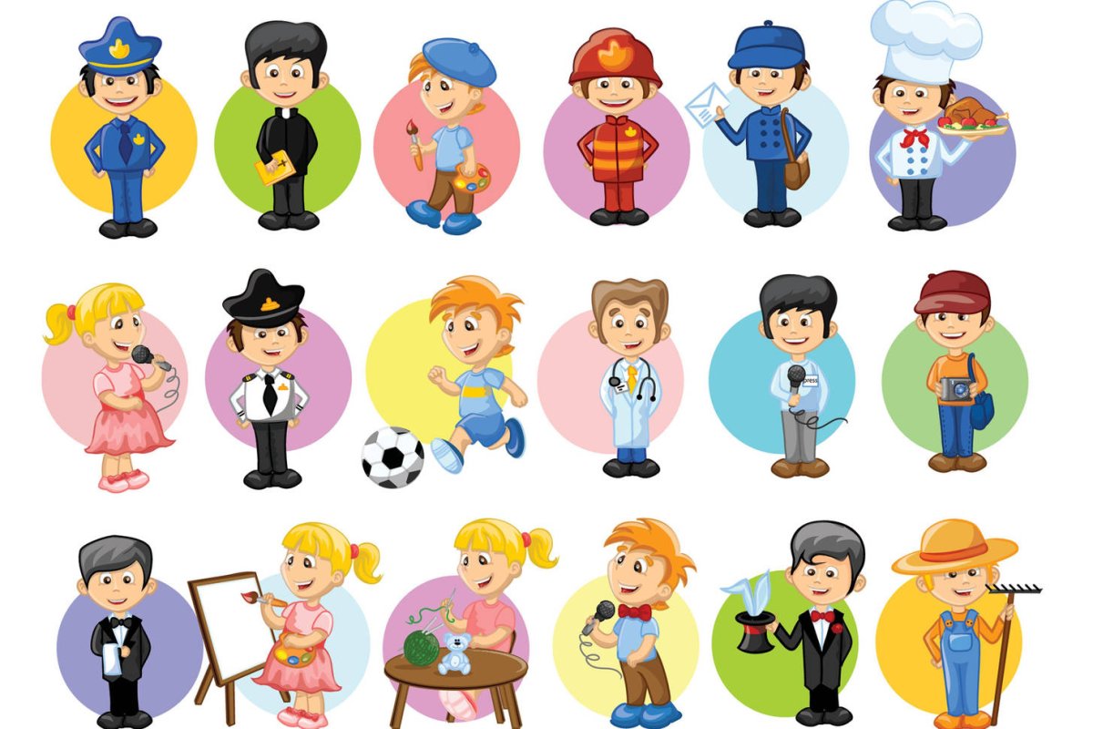 Дети разных профессий мультяшные