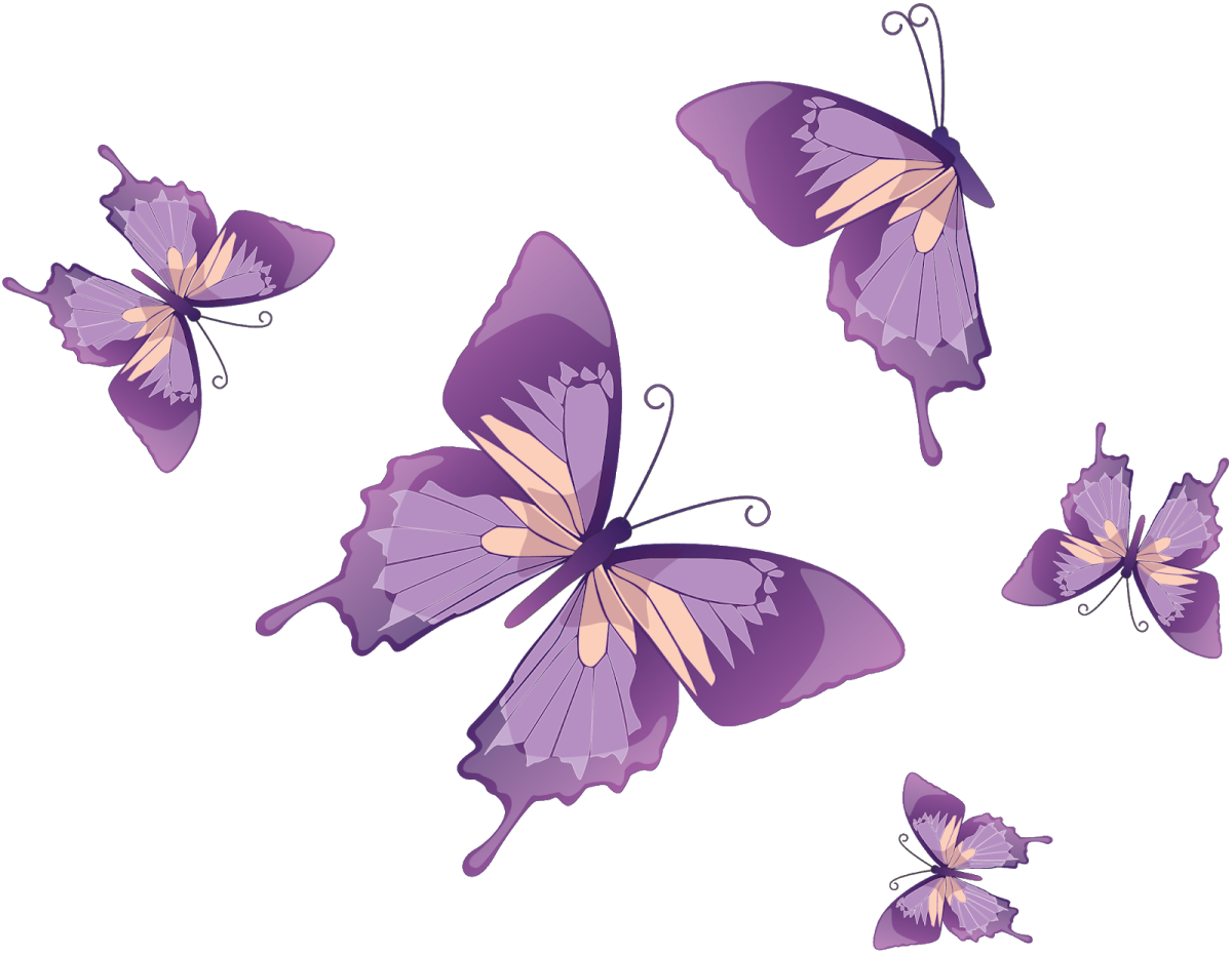 Акварельные бабочки фиолетовые