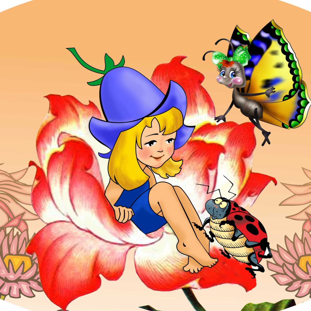 Дюймовочка картинка для детей на прозрачном фоне