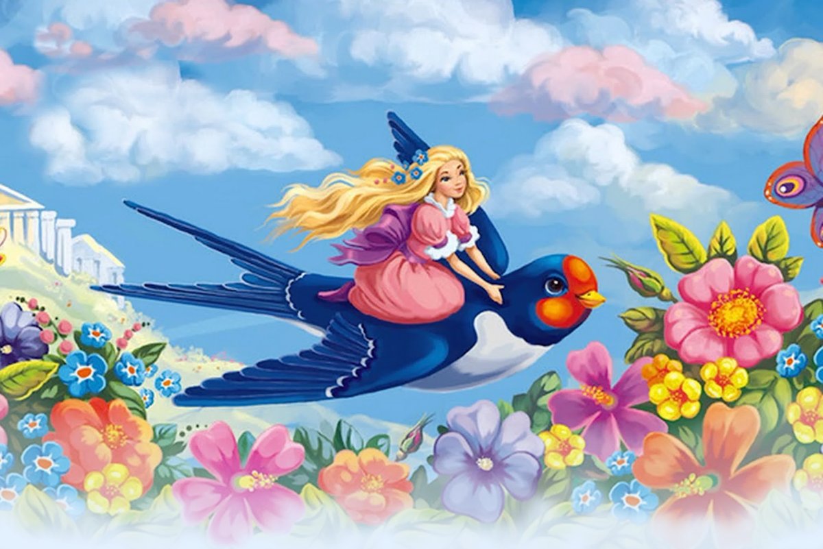 Собери картинку из наклеек Дюймовочка