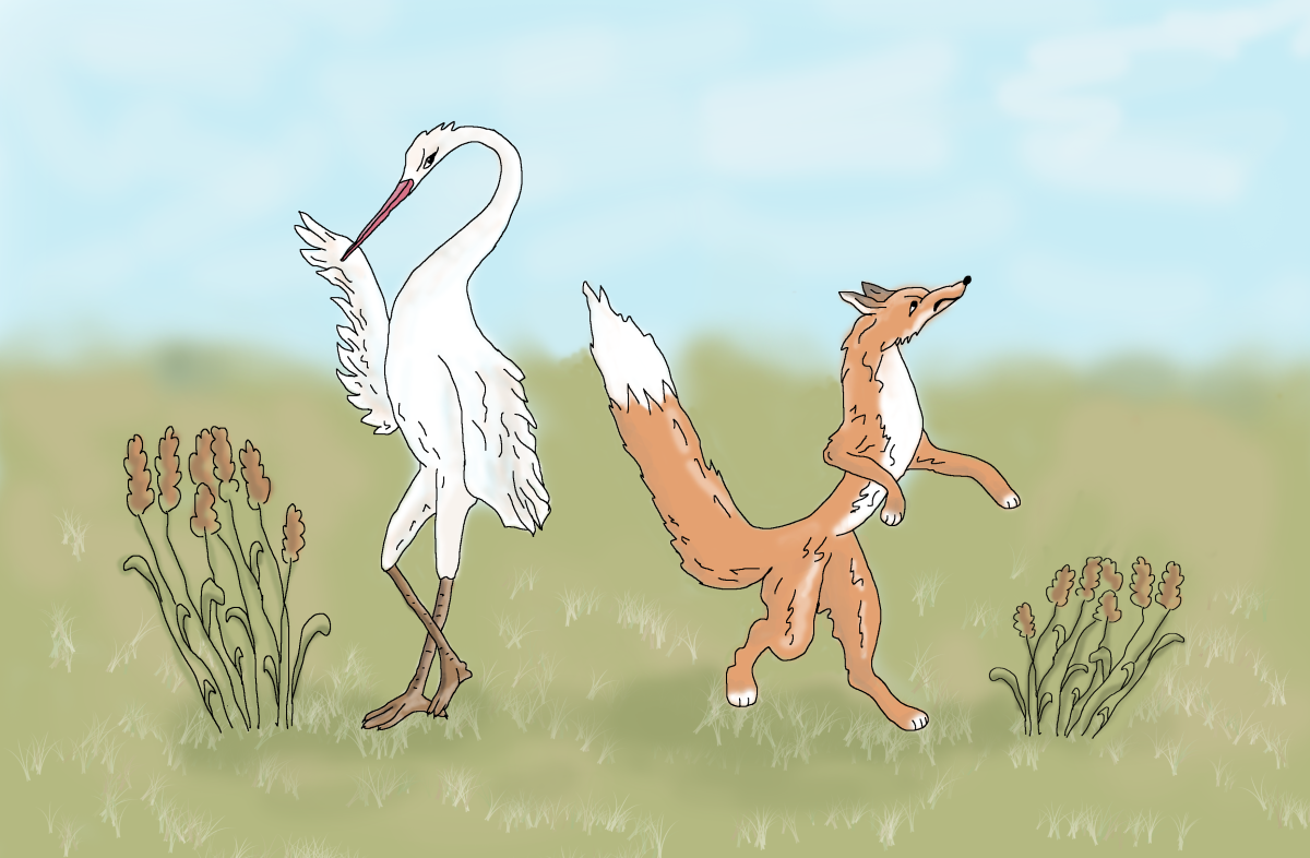 Басня лиса и журавль