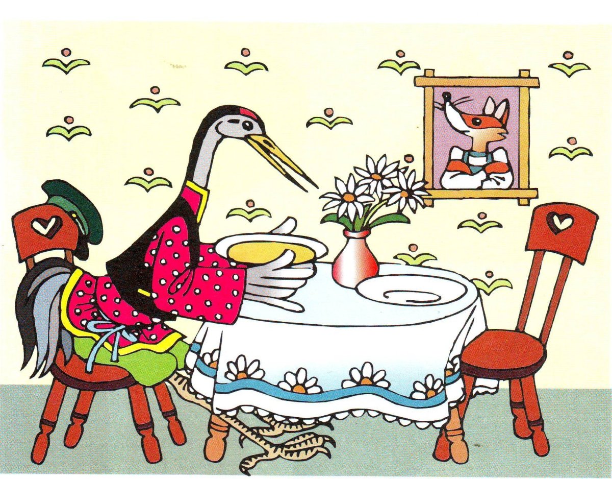 Сказки "лиса и журавль"