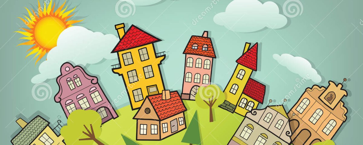 Мультяшный город с небоскребами