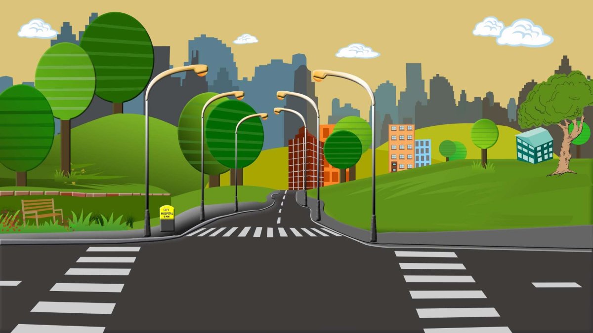 Мультяшный город фон