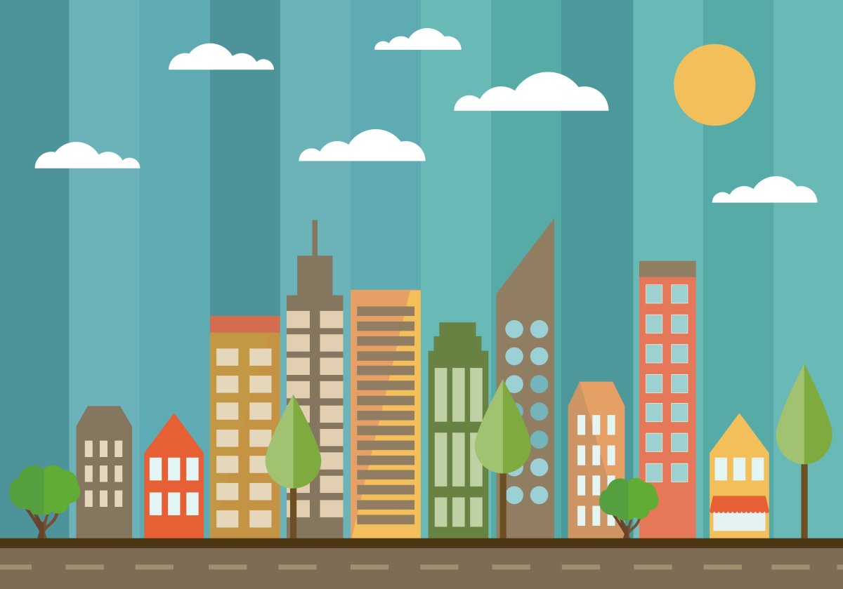 Мультяшный разрушенный город