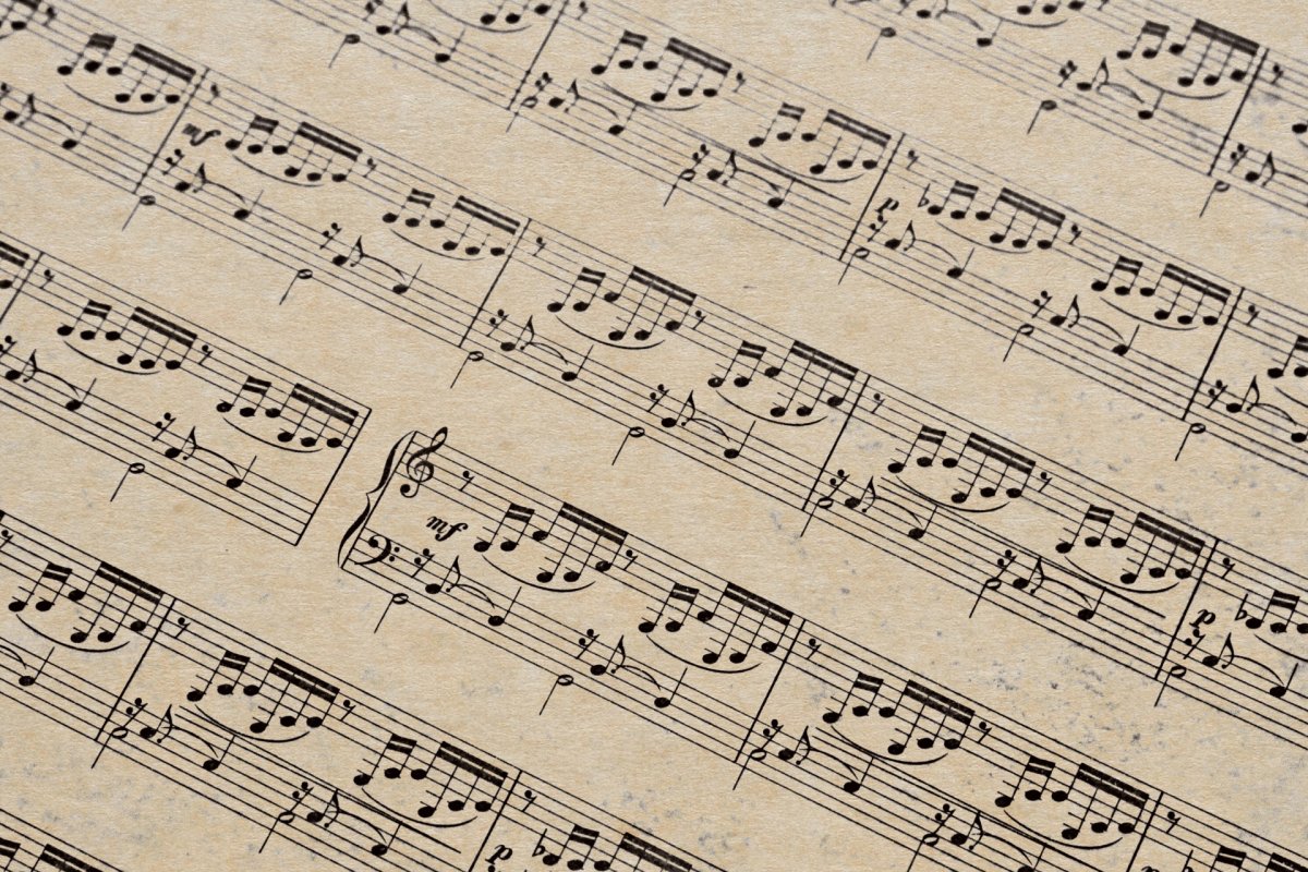 Ноты на старой бумаге для украшения