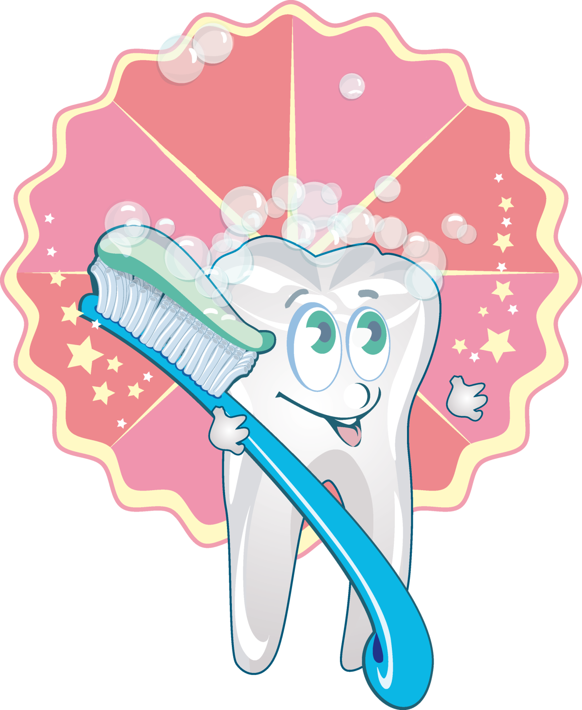 Розовый веселый зубик