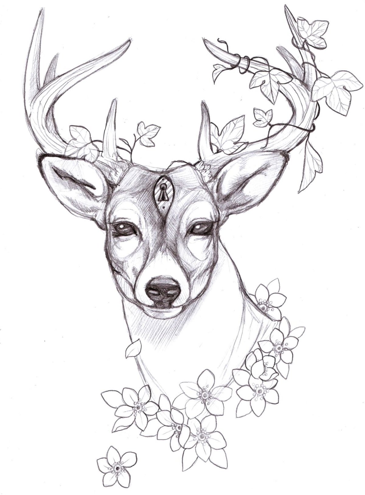 Красивый новогодний олень для срисовки