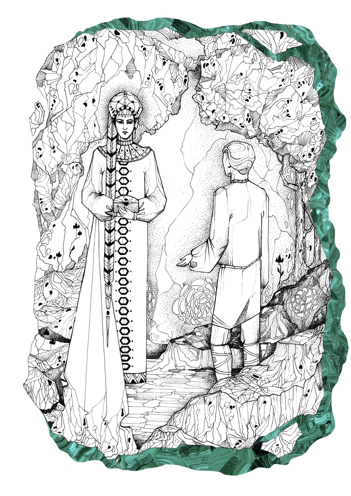 Малахитовая шкатулка иллюстрации хозяйка медной горы