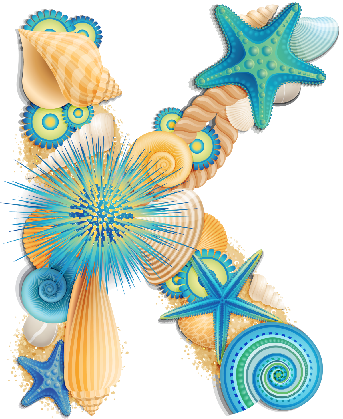 Буквы алфавита в морском стиле