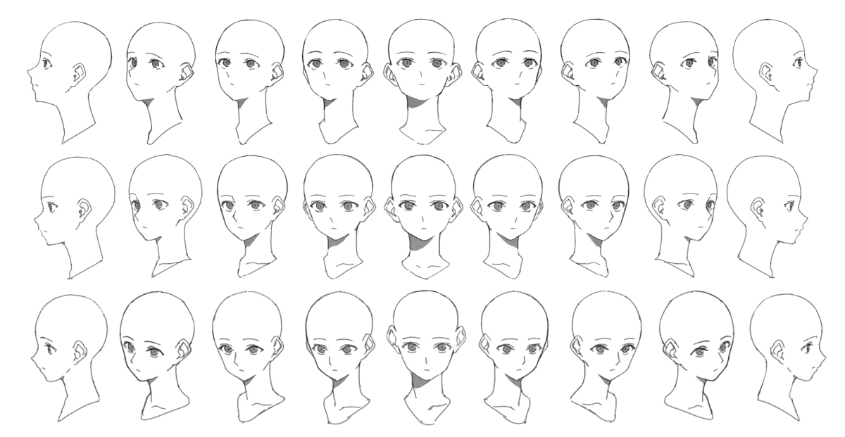 Ракурс головы референс аниме