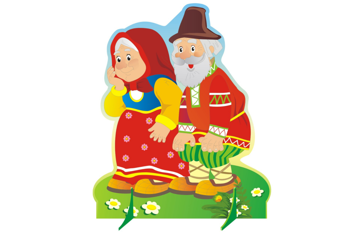 Дед и баба на прозрачном фоне