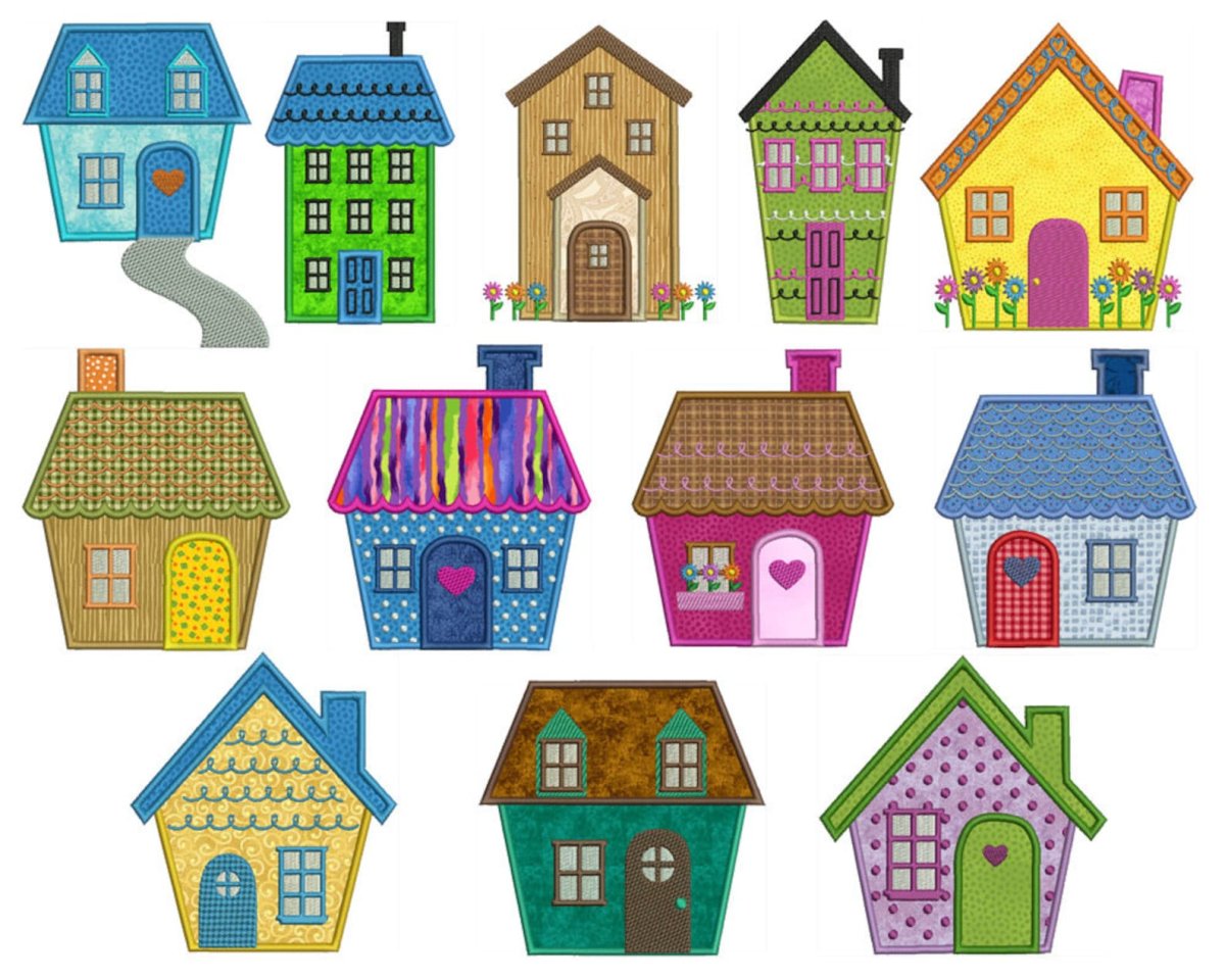 Домики разных цветов