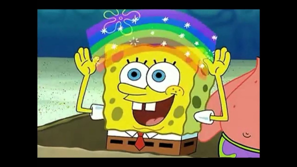 Губка Боб с радугой