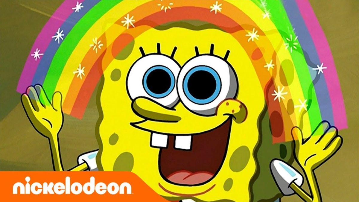 Губка Боб Радуга из ладошек спасибо за внимание