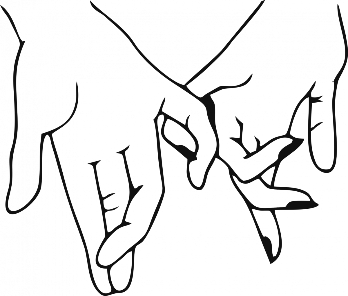 Контур руки ребенка и взрослого