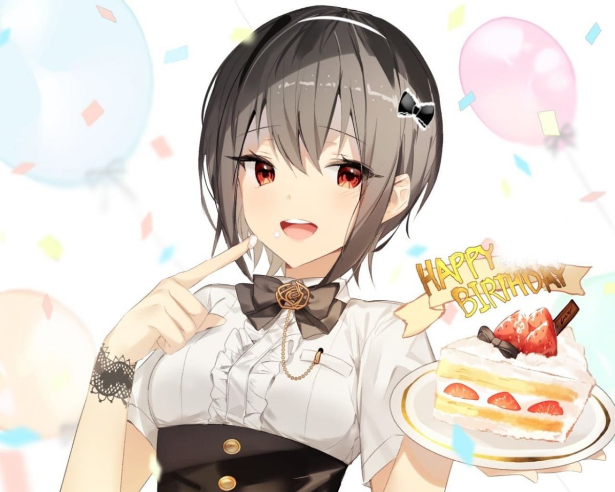 Аниме девушка с тортиком