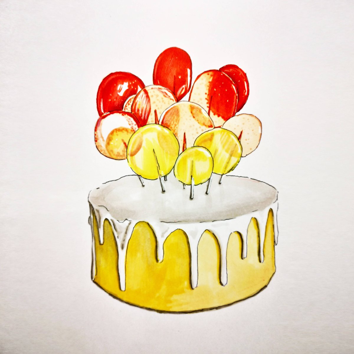 Акварельный торт для детей