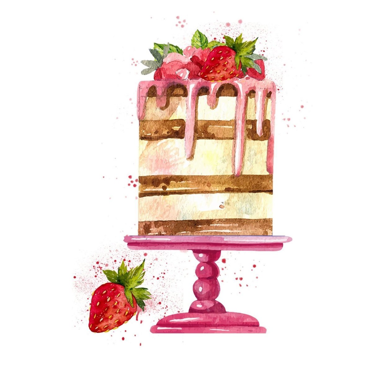 Торт рисунок акварелью