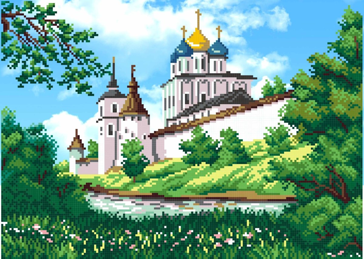 Вышивка крестиком храм