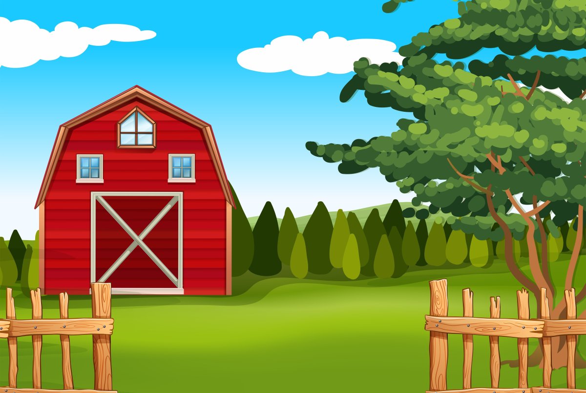 Мультяшное поле с забором