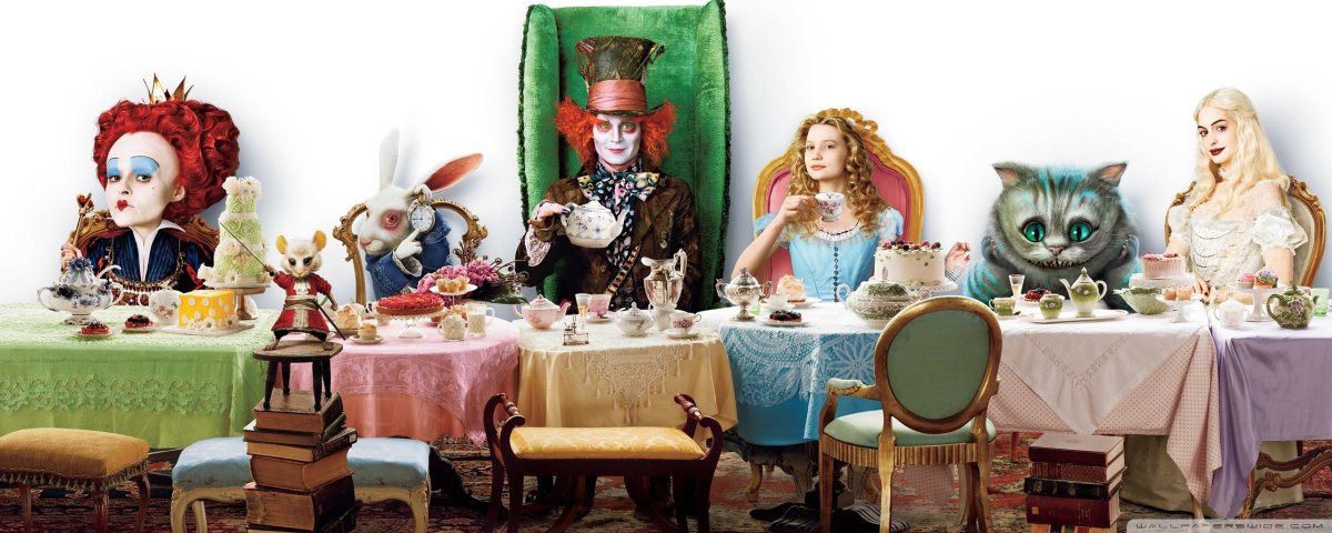 Алиса в стране чудес акварель