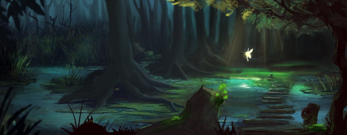 Сказочный лес с болотом