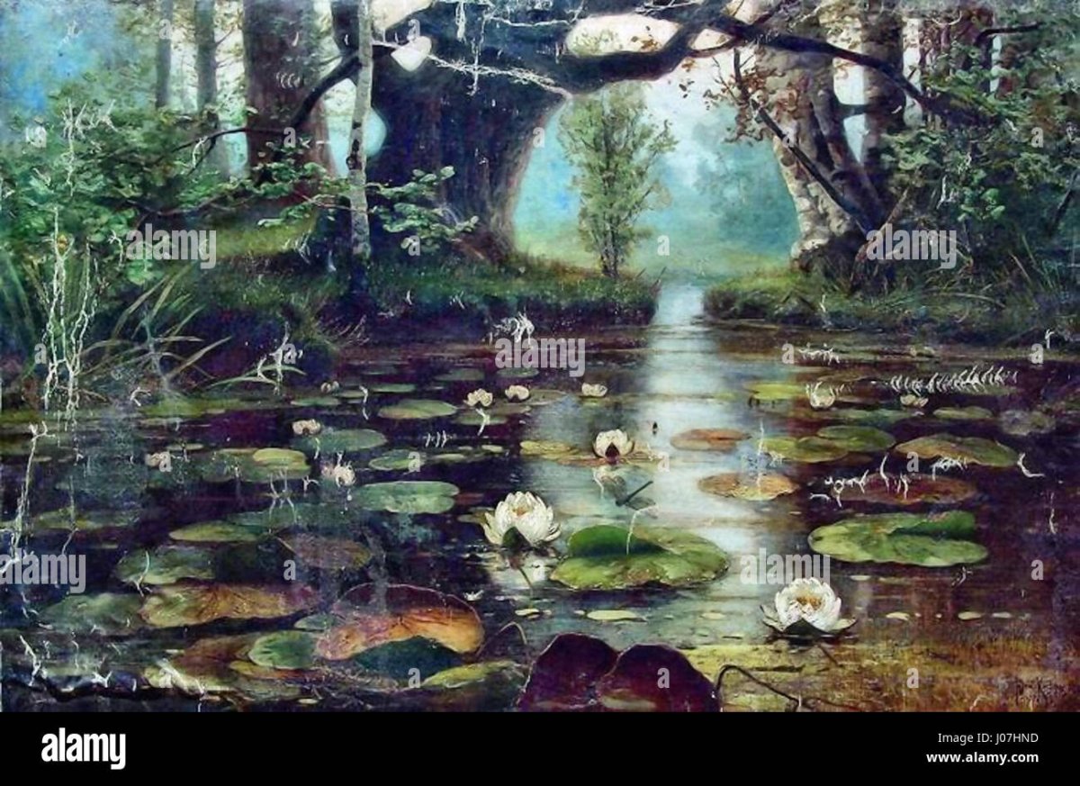 Юлий Клевер пруд с белыми лилиями