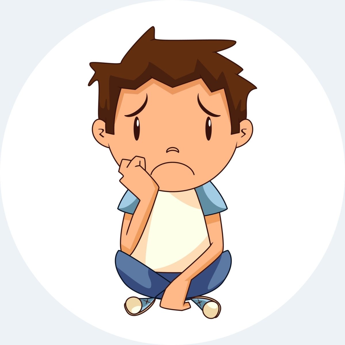 Грустный мальчик мультяшка