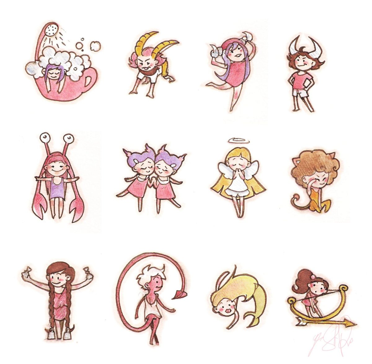 Чиби знаки зодиака Близнецы