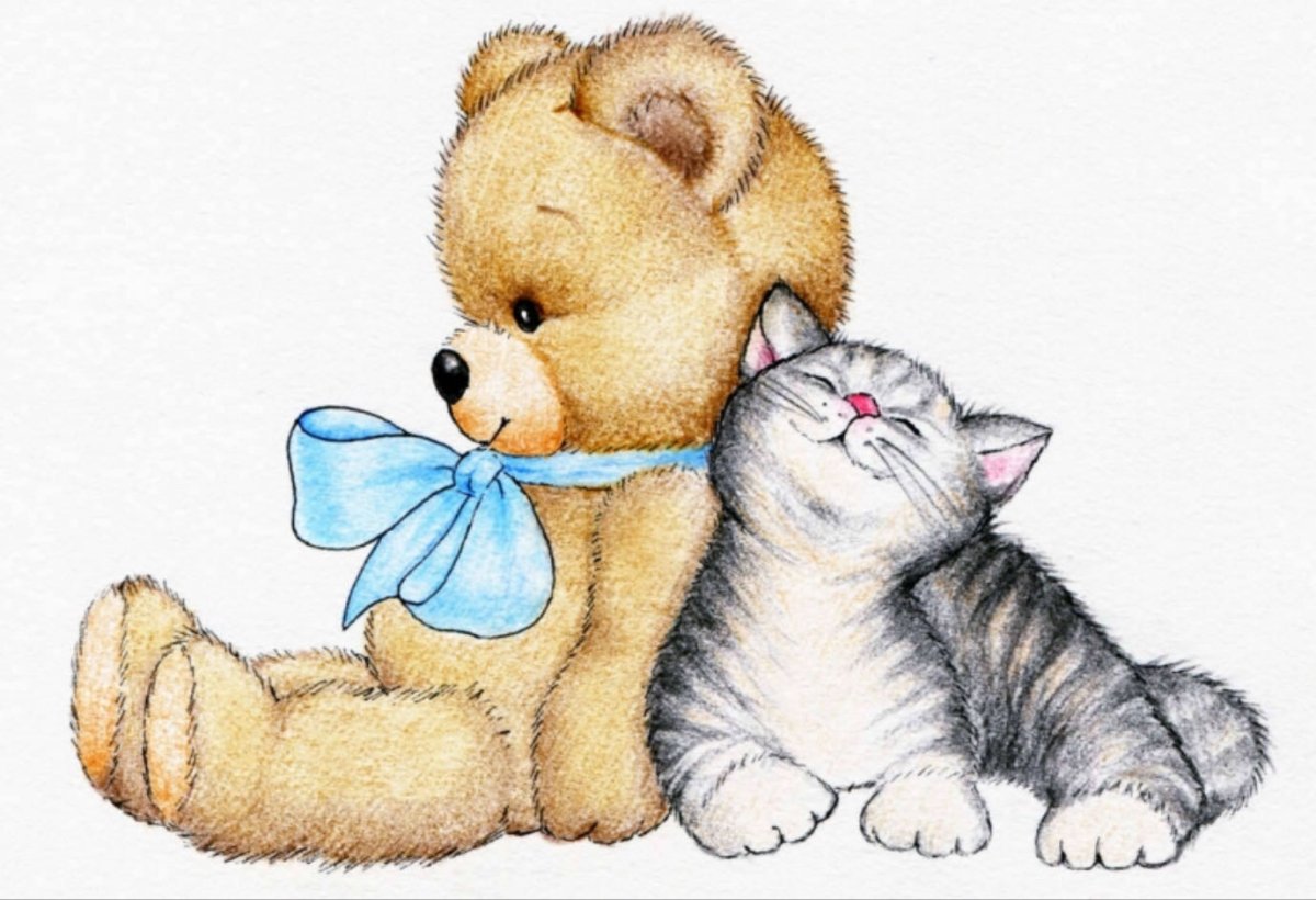 Котик с мишкой